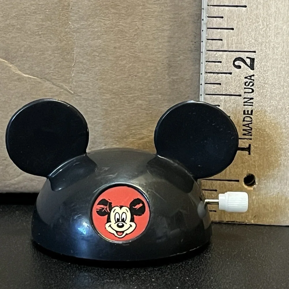 Disney Wind-Up Mickey Mouse Club Ears Mouseketeers 1990's Rolling Toy Vintage